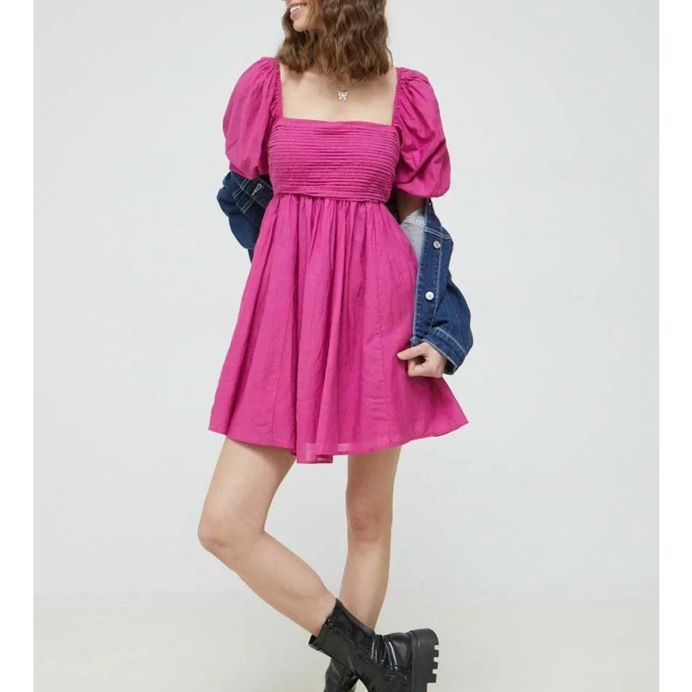 Abercrombie & Fitch Pink Puff Sleeve Mini Dress
